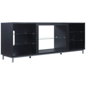 Manhattan Comfort Brighton 60" TV Stand with Glass Shelves & Media Wire Management - Onyx, , hires