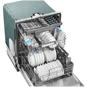 Midea 24 in. Top Control Smart Dishwasher with 47 dBA Sound Level, 3rd-Rack, 3-Stage Total Drying & Pocket Handle - Stainless Steel, , hires