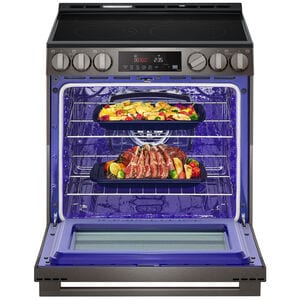 LG 30 in. 6.3 cu. ft. Smart Air-Fry Standard Convection Slide-In Electric Range with Radiant Burners - Black Stainless Steel, , hires