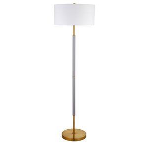 Hudson & Canal Simone Cool Gray and Brass 2-Bulb Floor Lamp, , hires