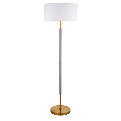 Hudson & Canal Simone Cool Gray and Brass 2-Bulb Floor Lamp | FL0529