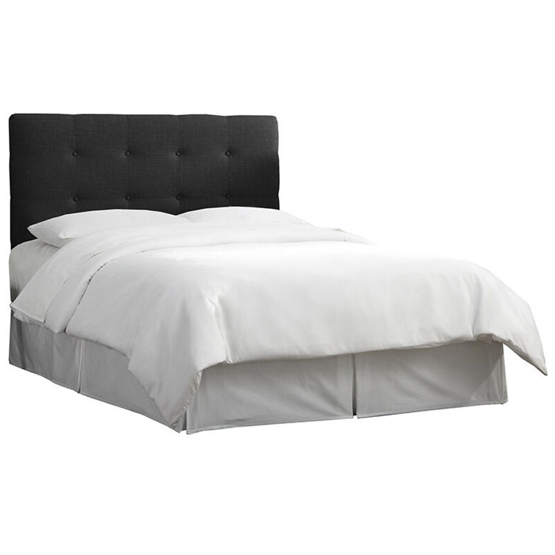 Skyline Furniture Tufted Linen Upholstered Twin Size Headboard, Black, Black, hires