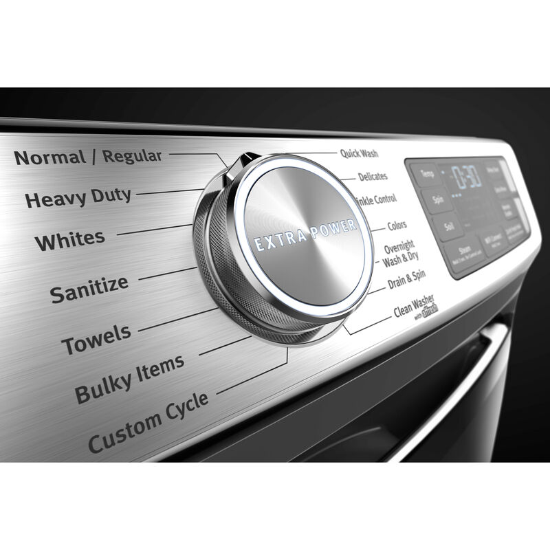 Maytag 27 in. 5.0 cu. ft. Smart Stackable Front Load Washer with Extra Power, 24-Hr Fresh Hold Option, Sanitize & Steam Wash Cycle - White, White, hires