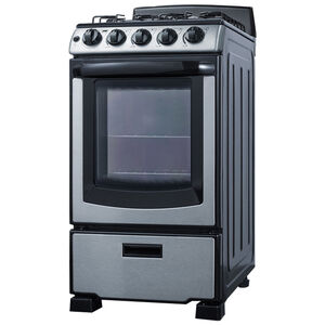 Summit 20 in. 2.3 cu. ft. Gas Range with 4 Sealed Burners - Stainless Steel, , hires
