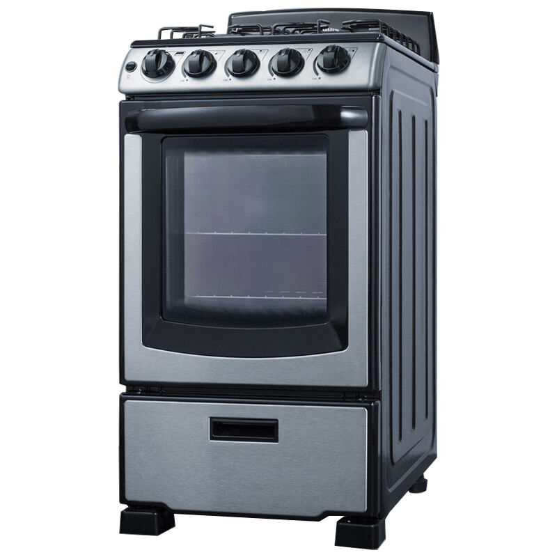 Summit 20 in. 2.3 cu. ft. Gas Range with 4 Sealed Burners - Stainless Steel, , hires