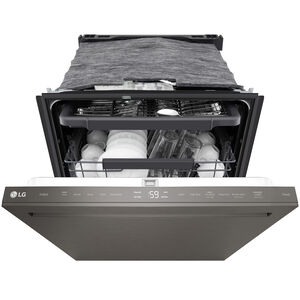 LG 24 in. Top Control Flush-Mount Smart Dishwasher with 46 dBA Sound level, 3rd-Rack, Dynamic Heat Dry with AutoVent Dry & Pocket Handle - Black Stainless Steel, , hires