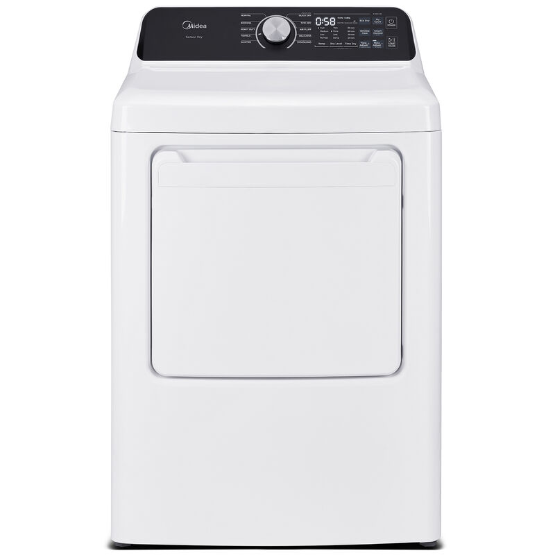 Midea 27 in. 7.0 cu. ft. Smart Electric Dryer with Sensor Dry & Sanitize Cycle - White, White, hires