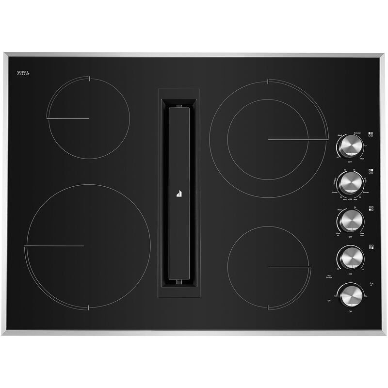 JennAir Euro-Style 30 in. 4-Burner Electric Cooktop with Downdraft, Simmer Burner & Power Burner - Stainless Steel, , hires