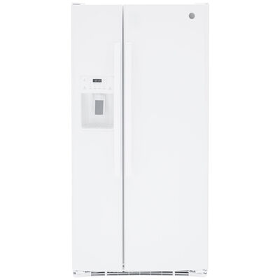 GE 33 in. 23.0 cu. ft. Side-by-Side Refrigerator with External Ice & Water Dispenser - White | GSS23GGPWW