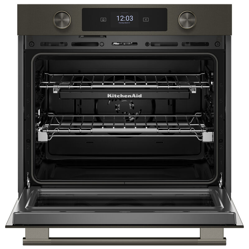 KitchenAid 30 in. 5.0 cu. ft. Smart Steam Electric Single Wall Oven with True European Convection - Black Ore, , hires