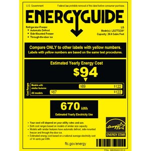 LG 36 in. 26.6 cu. ft. Smart Side by Side Refrigerator with Ice & Water Dispenser - PrintProof Stainless Steel, , hires