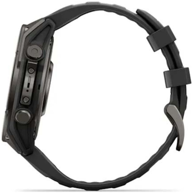 Garmin fenix 9 47 mm, AMOLED Smart Watch - Carbon Gray DLC Titanium with Black Silicone Band, , hires