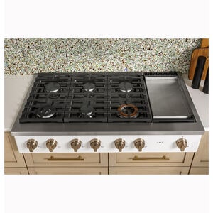 Cafe 48 in. 6-Burner Natural Gas Rangetop with Griddle, Simmer Burner & Power Burner - Matte Black, Matte Black, hires