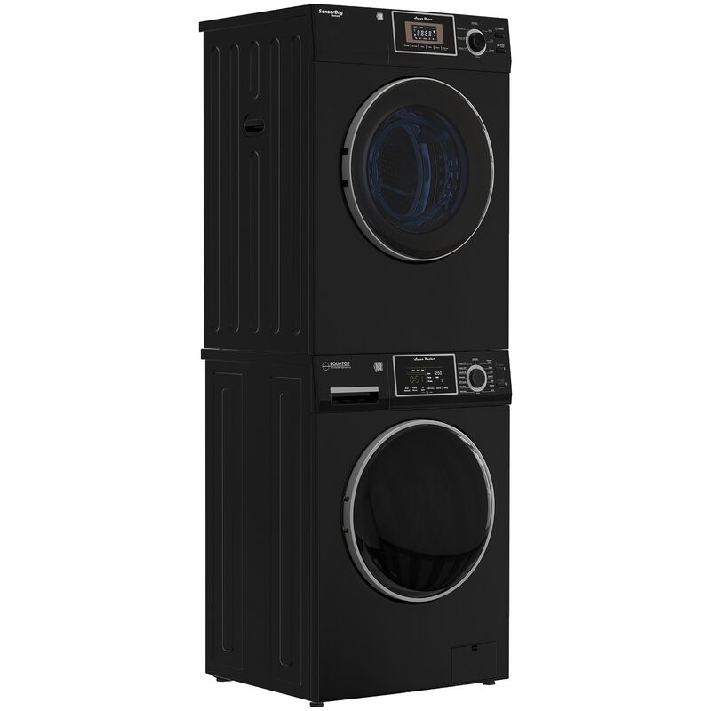 Equator 24 in. 1.62 cu. ft. Electric Front Load Laundry Center with Sensor Dry, Pet & Sanitize Cycle - Black, , hires