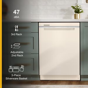 Whirlpool 24 in. Top Control Dishwasher with 47 dBa Sound Level, 3rd-Rack & Pocket - Biscuit, , hires