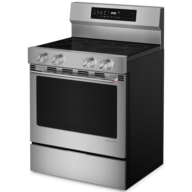 KitchenAid 30 in. 5.3 cu. ft. Smart Air-Fry True European Convection Electric Range with Radiant Burners - Fingerprint Resistant Stainless Steel, , hires
