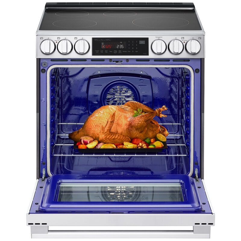 LG InstaView 30 in. 6.3 cu. ft. Smart Air-Fry True European Convection Slide-In Electric Range with 4 Induction Burners & 1 Radiant Burner - PrintProof Stainless Steel, , hires