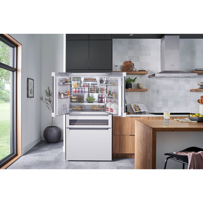 Bosch 800 Series 36 in. 20.5 cu. ft. Smart Counter Depth 4-Door French Door Refrigerator with Internal Water Dispenser - White, , hires