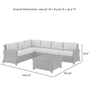 Crosley Bradenton 5 Piece Wicker Outdoor Sectional - Gray, , hires