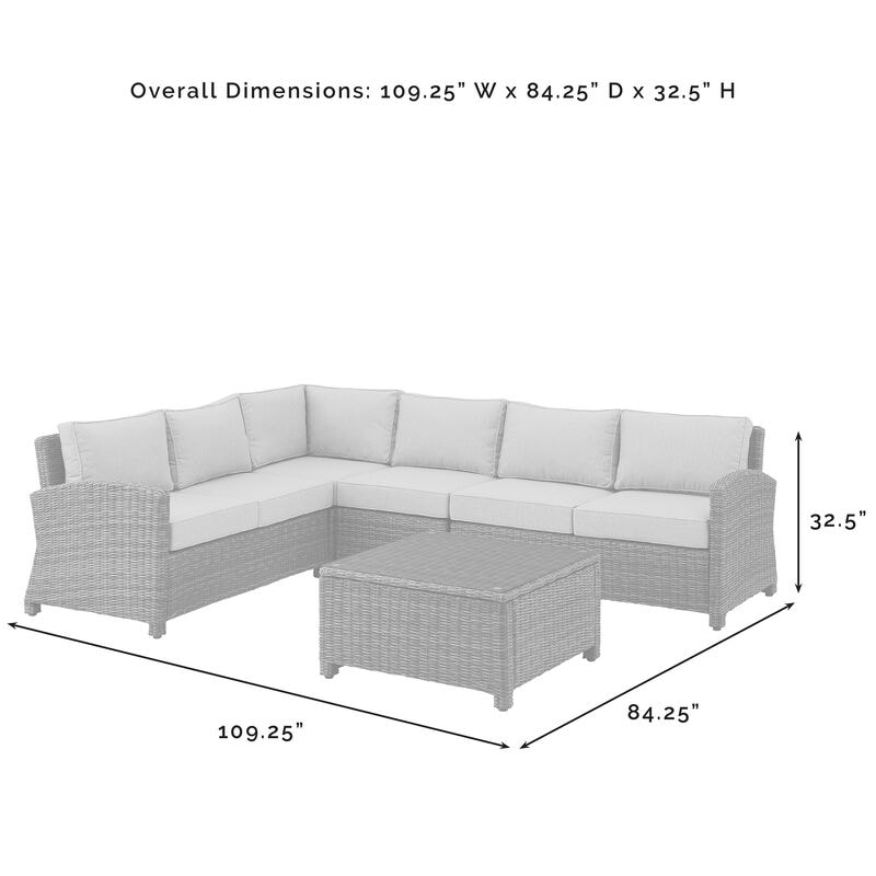 Crosley Bradenton 5 Piece Wicker Outdoor Sectional - Gray, , hires