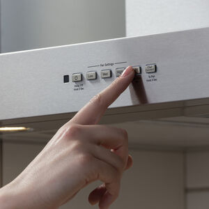 GE 36 in. Convertible Chimney Style Range Hood with 350 CFM, 4 Fan Speeds & 2 LED Lights - Stainless Steel, , hires