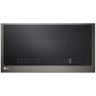 LG 30 in. 1.7 cu. ft. Over-the-Range Microwave with 10 Power Levels, 300 CFM & Sensor Cooking Controls - Print Proof Black Stainless Steel | MHEC1737D