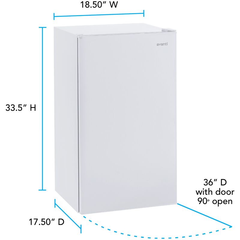 Avanti 19 in. 3.2 cu. ft. Mini Fridge with Freezer Compartment - White, White, hires