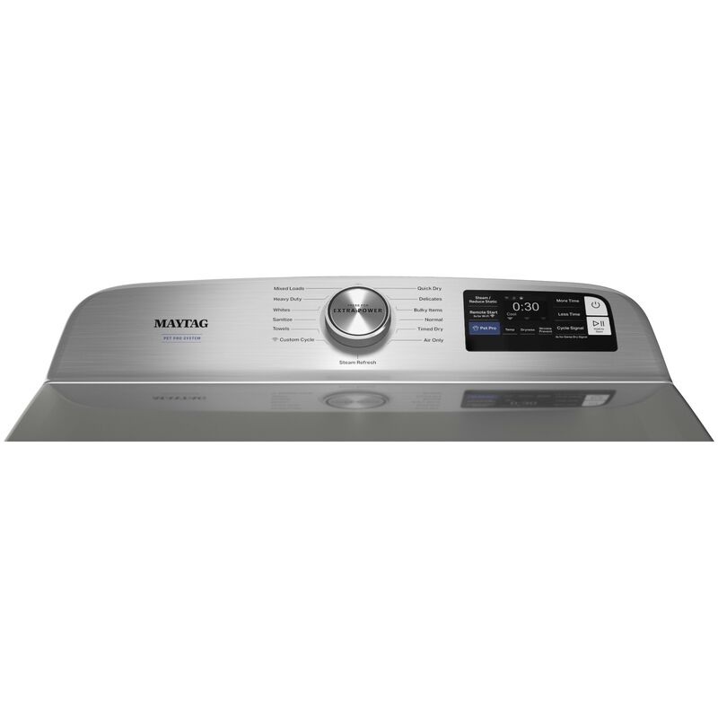 Maytag 27 in. 7.4 cu. ft. Smart Electric Dryer with Pet Pro Option, Sensor Dry, Sanitize & Steam Cycle - Classic Silver, , hires