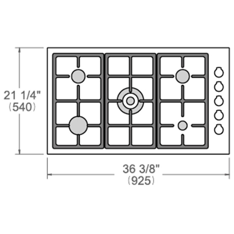 Bertazzoni Master Series 36 in. 5-Burner Natural Gas Cooktop with Brass Simmer Burner & Brass Power Burner - Stainless Steel, , hires
