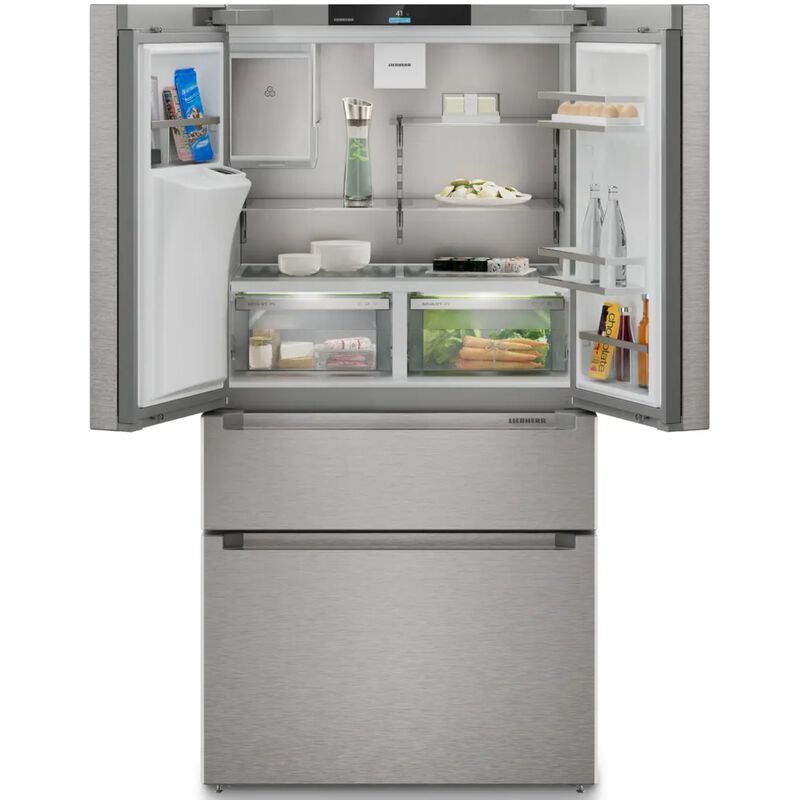 Liebherr Plus Series 36 in. 19.0 cu. ft. Smart Counter Depth 4-Door French Door Refrigerator with Ice & Water Dispenser - Stainless Steel, , hires