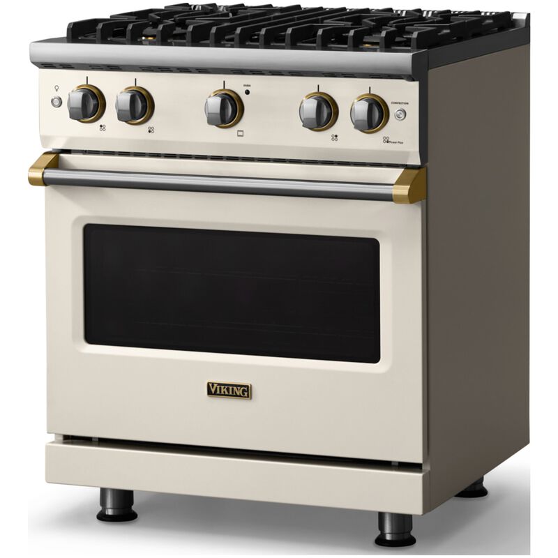 Viking 5 Series 30 in. 4.0 cu. ft. Standard Convection Gas Range with 4 Sealed Burners - Pure White - Liquid Propane Gas, Polished Chrome Trim Option, , hires