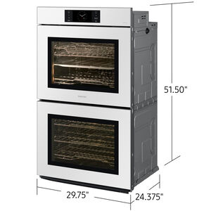Samsung Bespoke 30 in. 10.2 cu. ft. Electric Smart Double Wall Oven with Dual Convection & Steam Clean - White Glass, , hires