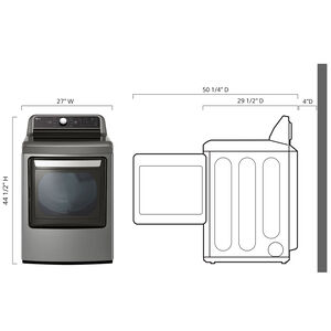 LG 27 in. 7.3 cu. ft. Smart Gas Dryer with Easy-Load Door, Rear Control & Sensor Dry - Graphite Steel, Graphite Steel, hires