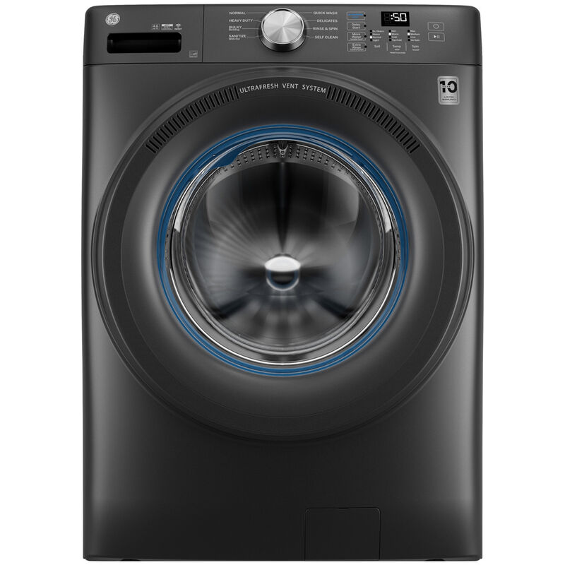 GE 28 in. 4.6 cu. ft. Smart Stackable Front Load Washer with Sanitize with Oxi - Carbon Graphite, , hires