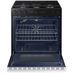 Samsung Bespoke 30 in. 6 cu. ft. Smart Air Fry True European Convection Slide-In Gas Range with 5 Sealed Burners & Griddle - White Glass, White Glass, hires