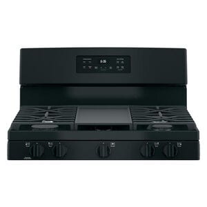 GE 30 in. 5 cu. ft. Gas Range with 5 Sealed Burners & Griddle - Black, Black, hires