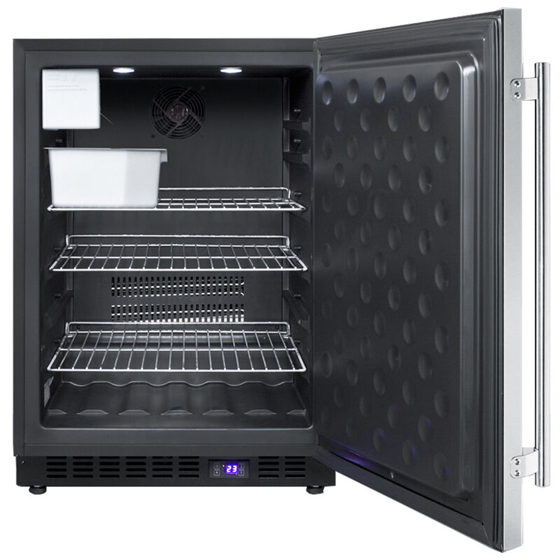 Summit 24 in. 4.6 cu. ft. Built-in Frost Free Compact Upright Freezer with Ice-Maker & Adjustable Shelves - Stainless Steel, , hires