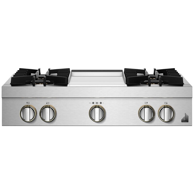 JennAir Rise 36 in. 4-Burner Natural Gas Rangetop with Griddle, Simmer Burner & Power Burner - Stainless Steel, , hires