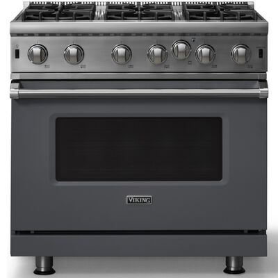 Viking 5 Series 36 in. 5.1 cu. ft. Standard Convection Gas Range with Open Burners - Cast Black | VGIC53626BCS