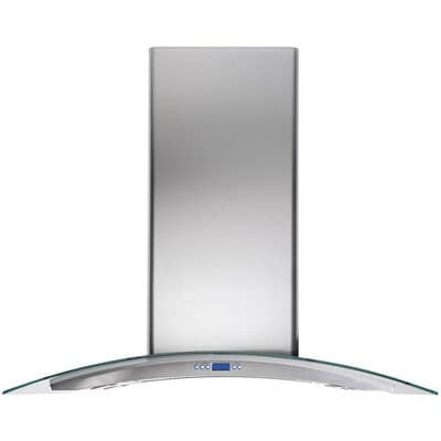 Monogram 36 in. Chimney Style Range Hood with 4 Speed Settings, 570 CFM, Convertible Venting & 4 Halogen Lights - Stainless Steel | ZV925SLSS