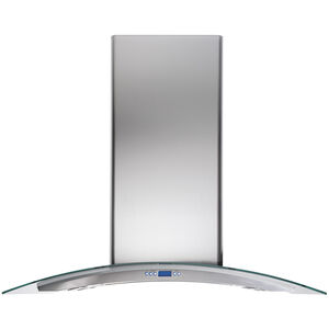 Monogram 36 in. Chimney Style Range Hood with 4 Speed Settings, 570 CFM, Convertible Venting & 4 Halogen Lights - Stainless Steel, , hires