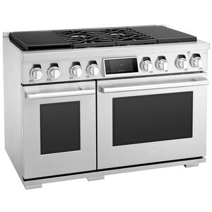 SKS 48 in. 7.9 cu. ft. Smart Standard Convection Steam Double Oven Dual Fuel Range with 4 Sealed & 2 Induction Burners - Stainless Steel, , hires