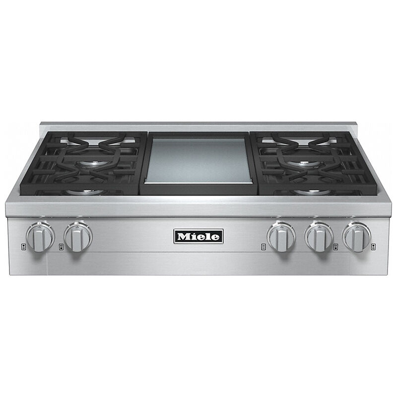 Miele 36" SlideIn Gas Cooktop with 5 Sealed Burners, Griddle & Easy Cleaning Stainless Steel