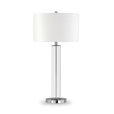 Hudson & Canal Harlow Polished Nickel and Clear Glass Table Lamp- Silver/Clear | TL0183