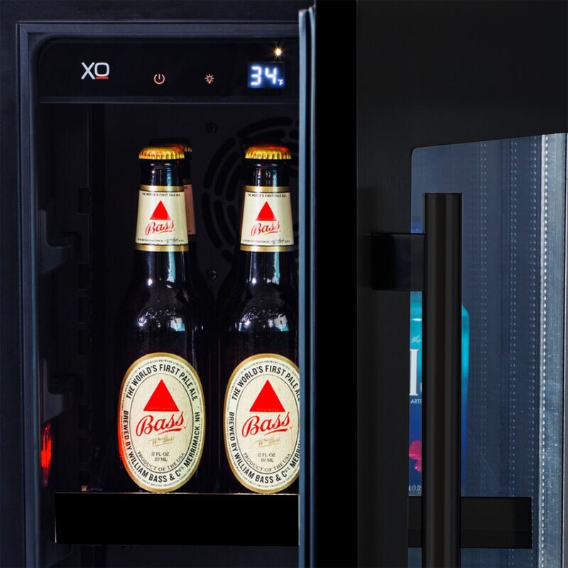 XO 15 in. Built-In/Freestanding 3.3 cu. ft. Compact Beverage Center with Pull-Out Shelves & Digital Control - Black Stainless Steel, , hires