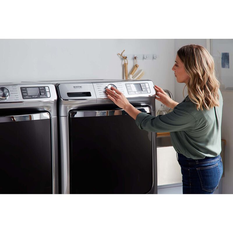 Maytag 27 in. 5.0 cu. ft. Smart Stackable Front Load Washer with Extra Power, 24-Hr Fresh Hold Option, Sanitize & Steam Wash Cycle - Metallic Slate, Metallic Slate, hires