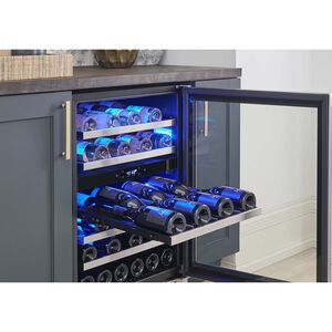 Zephyr Presrv Series 24 in. Undercounter Wine Cooler with Wood Racks, Dual Temperature Zones & 45 Bottle Capacity - Stainless Steel, , hires
