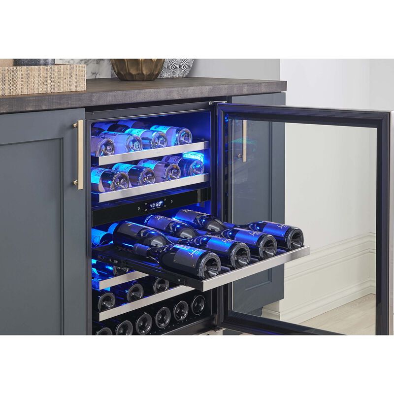 Zephyr Presrv Series 24 in. Undercounter Wine Cooler with Wood Racks, Dual Temperature Zones & 45 Bottle Capacity - Stainless Steel, , hires