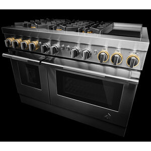 JennAir Rise Series 48 in. 6.3 cu. ft. Smart Convection Double Oven Freestanding Dual Fuel Range with 6 Sealed Burners & Griddle - Stainless Steel, , hires