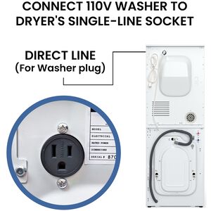 Equator Compact 24 in. 1.57 cu. ft. Electric Front Load Laundry Center with Sensor Dry, Pet & Sanitize Cycle - White, , hires